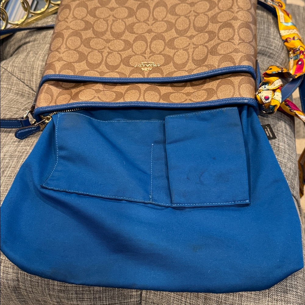 Coach File Bag Signature Blue Brown Crossbody - Picture 11 of 17